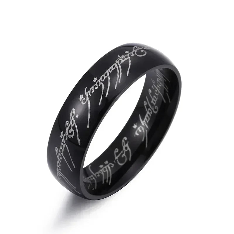 New Lord of The Finger Rings Movie with The Same Inside and Outside 3D Engraving Spanish Sanskrit Ring