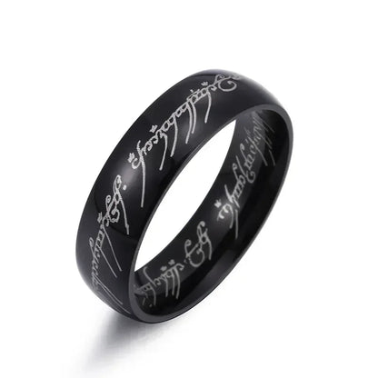 New Lord of The Finger Rings Movie with The Same Inside and Outside 3D Engraving Spanish Sanskrit Ring