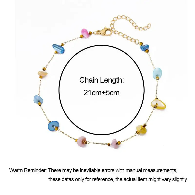 Anklets for Women Stainless Steel Stone Beaded Chain Anklet Summer Beach Accessories Boho Leg Bracelets Jewelry Tobilleras Mujer