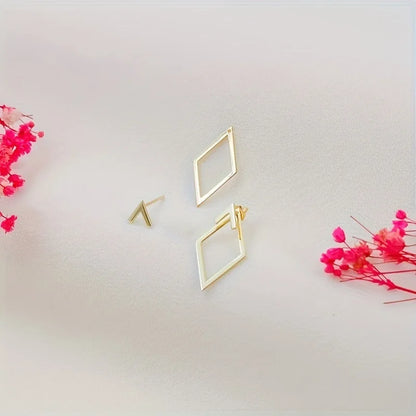 LATS Minimalist Geometric Square Detachable Triangles Stud Earrings for Women Fashion Jewelry Accessories Party Gifts