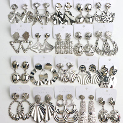 10Pairs/Lot Elegant Simple Stainless Steel Women Earrings Geometric Heart Mixed Style Jewelry Gift Giving Wedding Travel