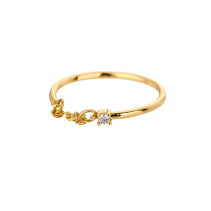 Zircon Round Rings For Women Punk Rock Chain Esthetics Open Adjusted Ring Accessories Finger Jewelry Dainty Gift Bijoux Femme