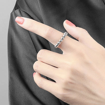 Simple Metal Beads Fidget Rotating Rings for Women Men Rotate Freely Anti Stress Anxiety Ring Spiral Round Ball Rotate Jewlery