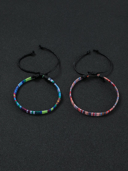 4PCS Summer Bohemian Style Hand-woven Anklets Men and Ladies Couple's Adjustable Anklets Set Beach Leisure