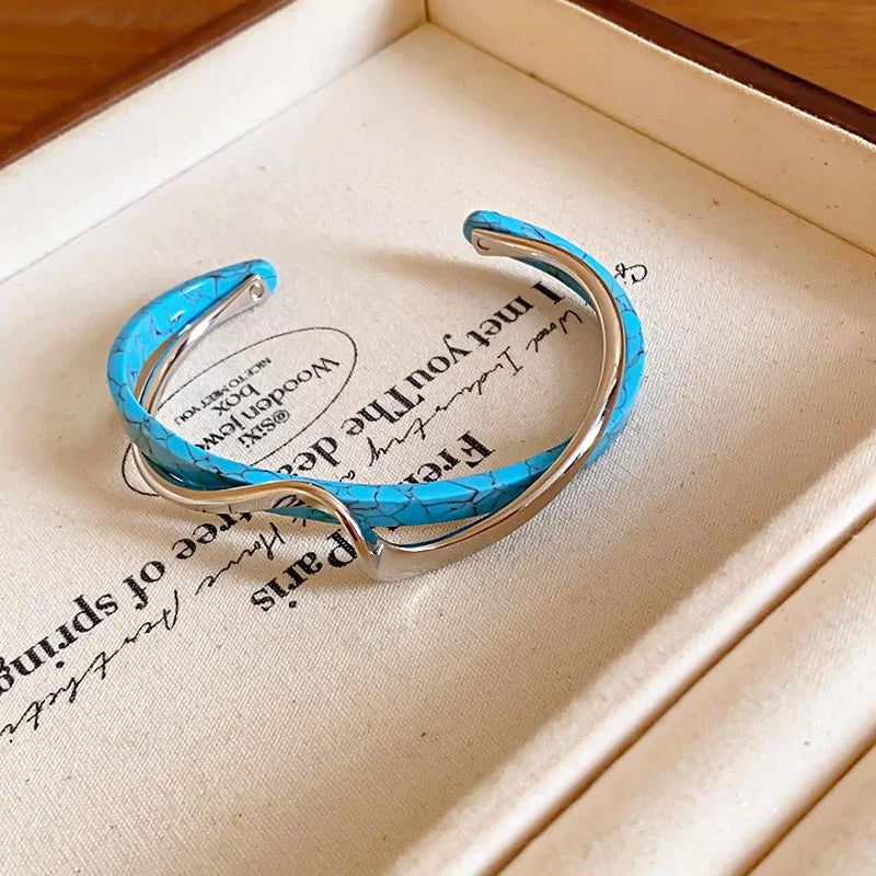 White Acrylic Bracelets Board Bend Metal Bangles Womens Hand Bracelets Geometric C- shaped Opening Bracelets Jewelry Gifts