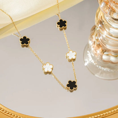Five-Leaf Plum Blossom Necklace Woman 316L Stainless Steel Clover Elegant Pendant Charm Collarbone Chain Party Jewelry Gifts
