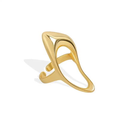 Female Fashion Smooth Exaggerated Exquisite Elegant Rings Silver Color Geometric Hollow Ring Jewelry Accessories Gift
