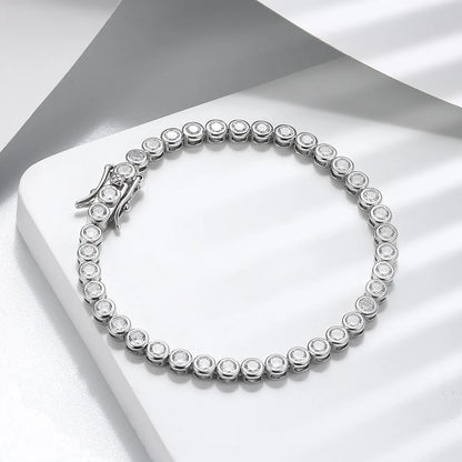 Rinntin Shiny Tennis Bracelet 925 Sterling Silver 1.5/2/3mm Clear Cubic Zirconia for Women Luxury Chain Bracelet Jewelry SB143