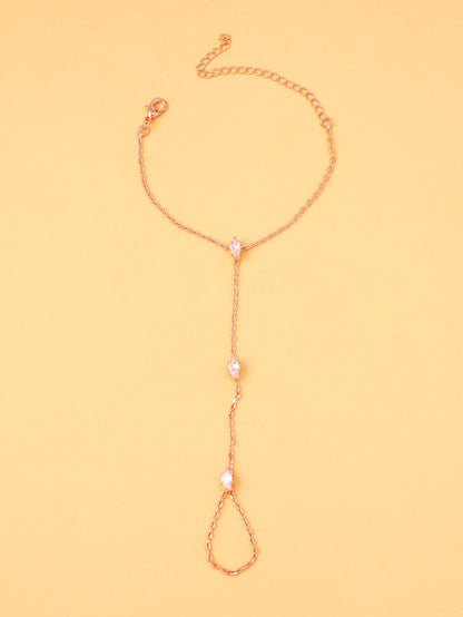 2025 Party Bohemia Rhombus Crystal Bracelet Hand Jewelry for Women Simple Thin Chain Finger Bracelet Jewelry Accessories Gift