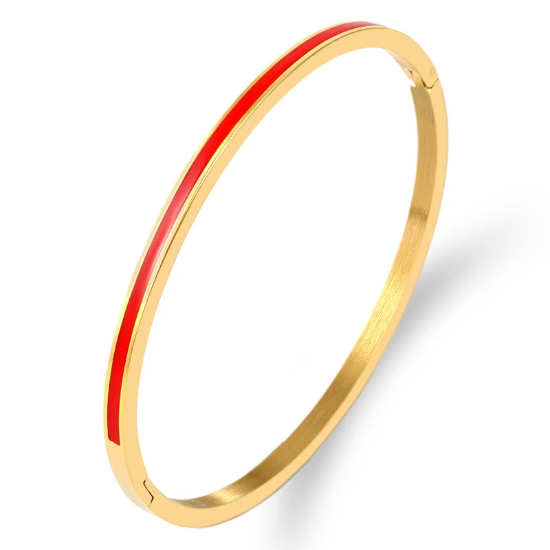 Zalman Colorful Enamel Bangles Women Gold Color Stainless Steel Simple Romantic Bracelet Never Fade Wholesale 2023