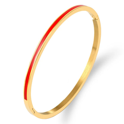 Zalman Colorful Enamel Bangles Women Gold Color Stainless Steel Simple Romantic Bracelet Never Fade Wholesale 2023