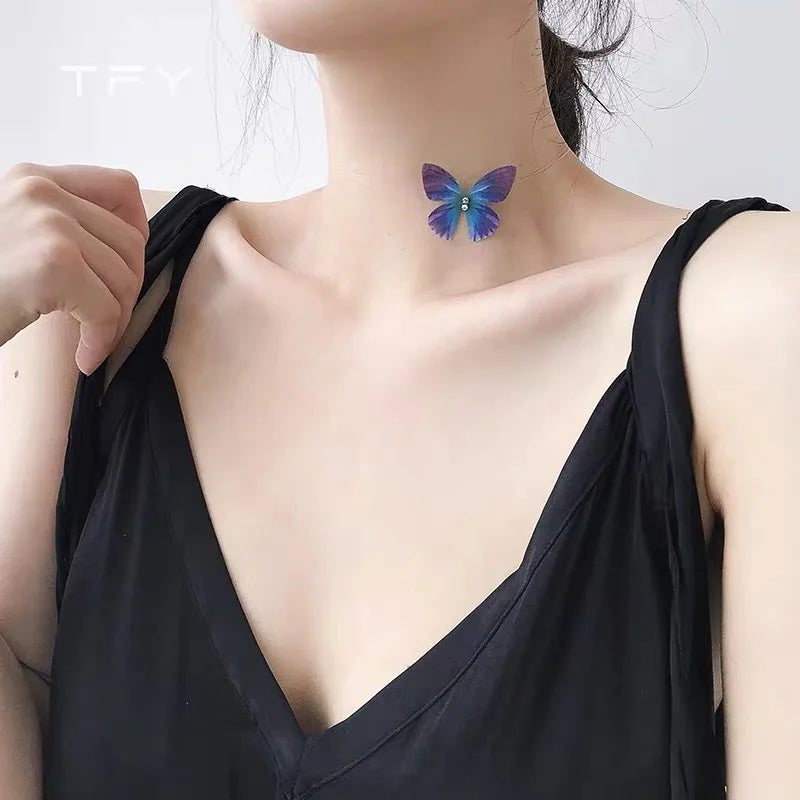 Necklace For Women Cute Simple Girls Animal Cat Sweet Heart Butterfly Pearl Embroidery Flowers Fashion