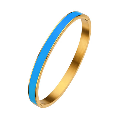 Zalman Colorful Enamel Bangles Women Gold Color Stainless Steel Simple Romantic Bracelet Never Fade Wholesale 2023