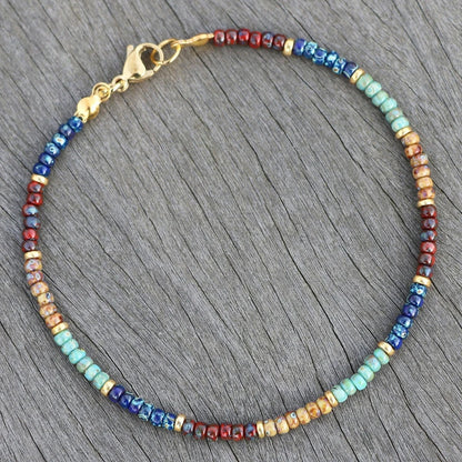 Natural Stone Beaded Anklets for Women Handmade Beach Boho Turquoise Beads Ankle Bracelet Jewelry Gift for Her