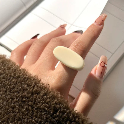 HANGZHI Irregular Wide Large Chunky Rings for Women Vintage Acrylic Resin Autumn Winter Geometric Stacking Wear Finger Jewelry
