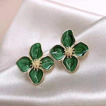 Stainless Steel Hibiscus Flower Stud Earrings for Women Girls Vintage Romantic Earrings Trendy Elegant Party Jewelry Gifts