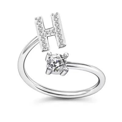 LATS Zircon Initial A-Z Letter Rings for Women Girl Adjustable Opening Ring Name Alphabet Female Wedding Fashion Jewelry Gift