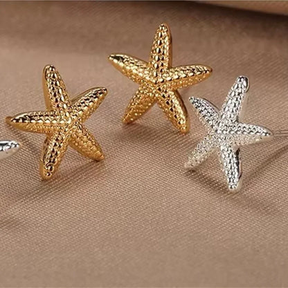LATS Punk Metal Starfish Stud Earrings for Women Fashion Gold Color Star Geometric Temperament Earrings Summer Jewelry Gift