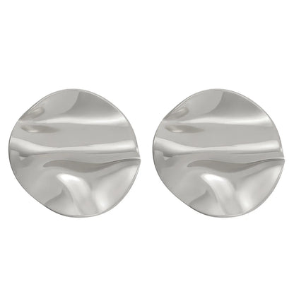 LATS New Stainless Steel Pleated Geometric Earrings for Women Gold-plated Retro Glossy Irregular Ear Accessories Fashion Jewelry