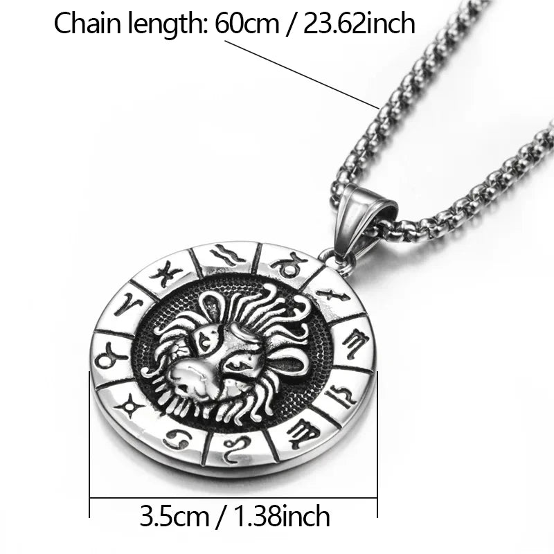 12 Constellation Zodian Signs Pendants Unique Design Horoscope Two-Sided Pendant Necklace for Men Women Jewelry Birthday Gifts