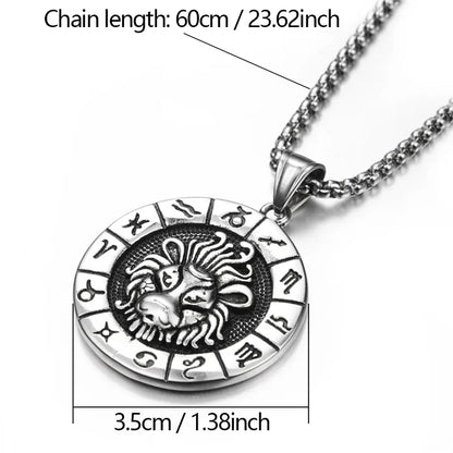 12 Constellation Zodian Signs Pendants Unique Design Horoscope Two-Sided Pendant Necklace for Men Women Jewelry Birthday Gifts