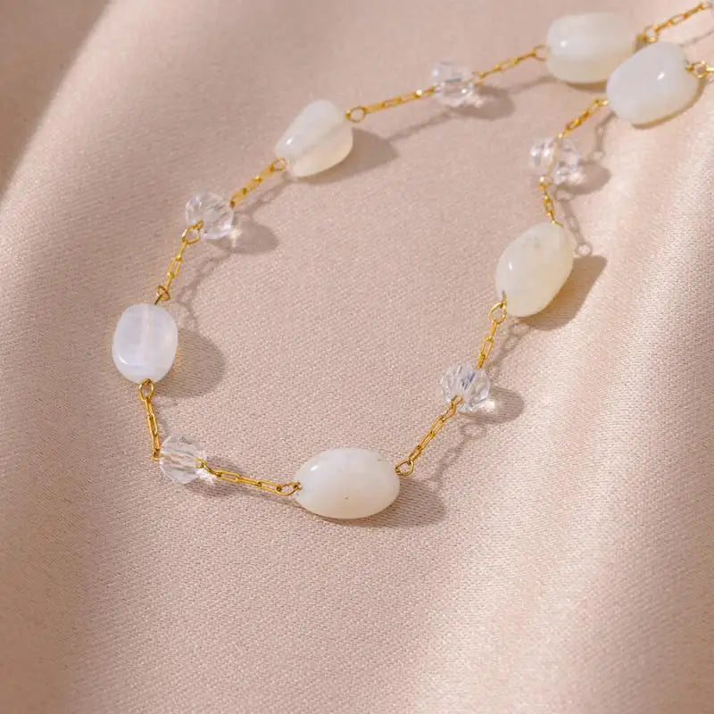 Anklets for Women Stainless Steel Stone Beaded Chain Anklet Summer Beach Accessories Boho Leg Bracelets Jewelry Tobilleras Mujer
