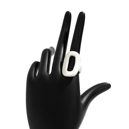 Exaggerated Big Hollow Out Geometric Oval Rings for Women Creative Adjustable Finger Matte Rings Fashion Statement Jewelry Girls