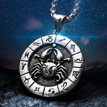 12 Constellation Zodian Signs Pendants Unique Design Horoscope Two-Sided Pendant Necklace for Men Women Jewelry Birthday Gifts