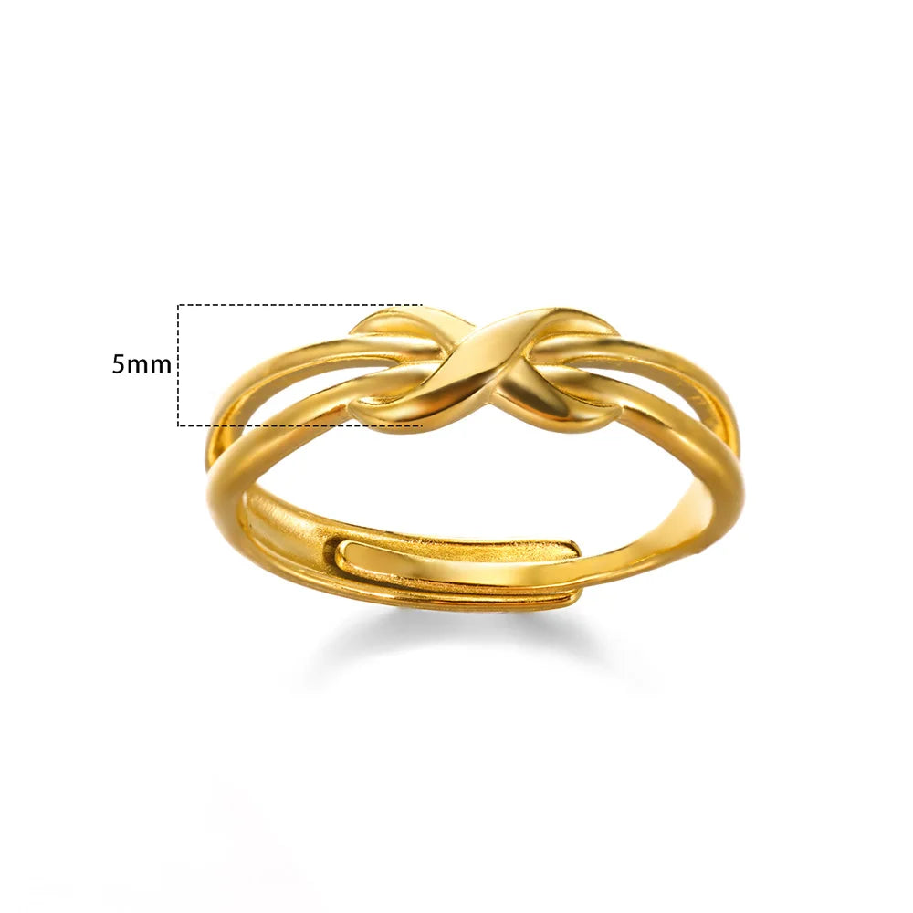 Stainless Steel Rings for Women Gold Color Couple Jewelry Aesthetic Accessorie Adjustable Punk Embossed Hollow Ring