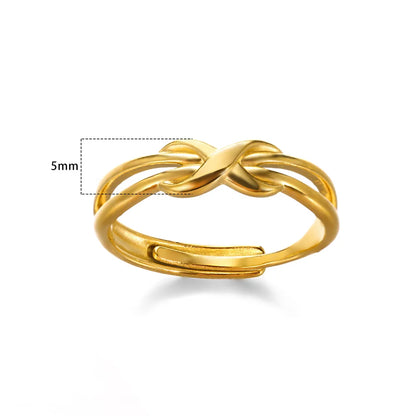 Stainless Steel Rings for Women Gold Color Couple Jewelry Aesthetic Accessorie Adjustable Punk Embossed Hollow Ring