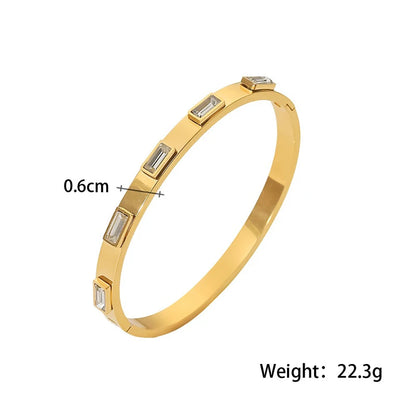 Ins Style Stainless Steel Bracelet Jewelry Inlaid Cubic Zircon Bracelet Bangles for Women Waterproof Trendy Christmas Gift