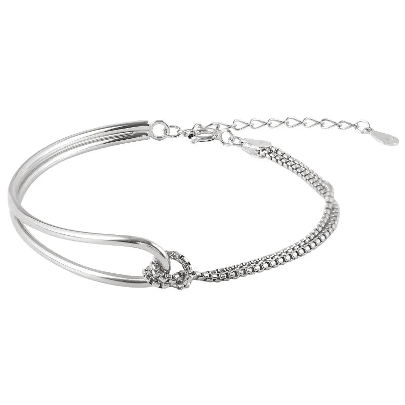 Elegant Minimalist Design Bracelet for Women Ladies Geometric Double Layered Knotted Lines Handmade Chain Jewelry Gifts
