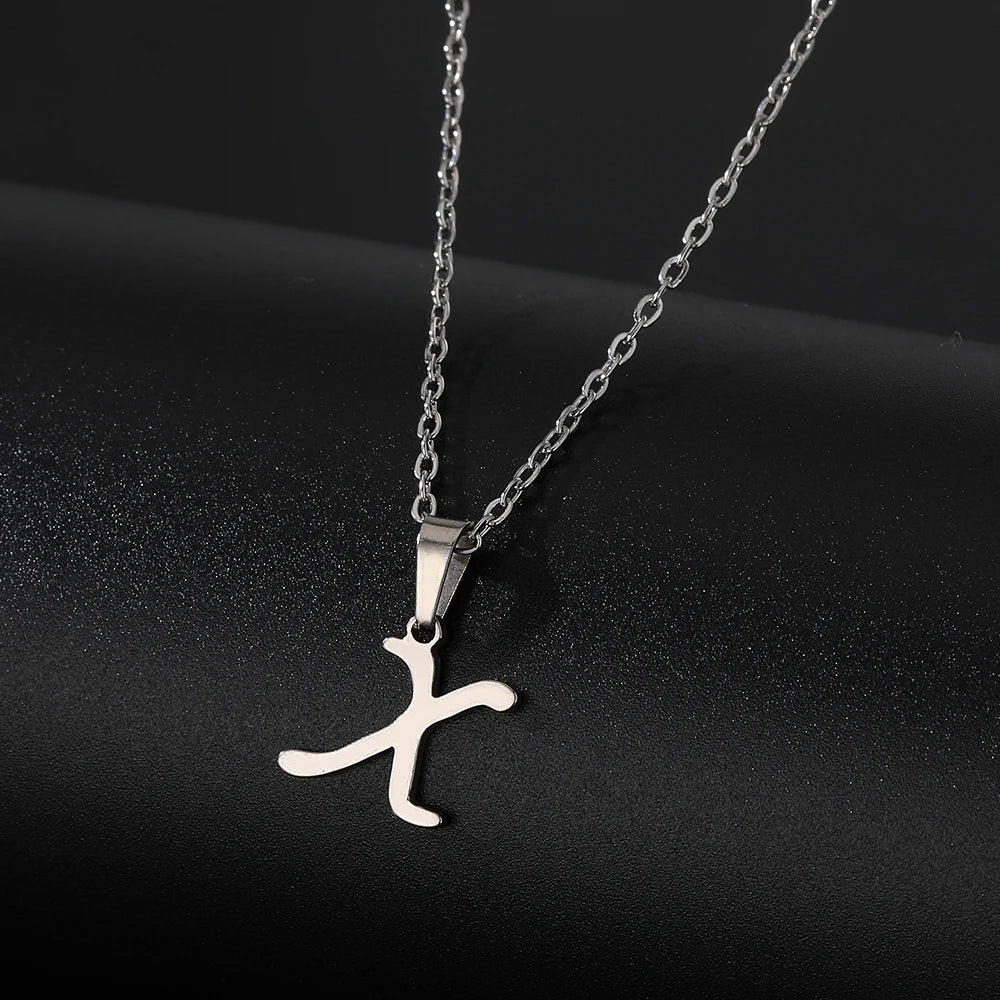 Stainless Steel English Alphabet 26 A-Z Letter Necklace Pendant Women Men Capital Initial Name Necklace Birthday Gift