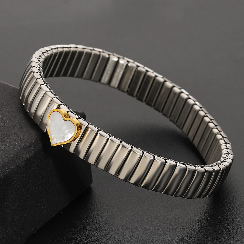 Greatera Elastic Love Ring Bangle For Women Men Fashion Multiple Stainless Steel Star Pattern Charm Watch Strap Bracelet Jewelry