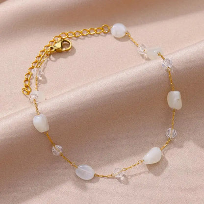 Anklets for Women Stainless Steel Stone Beaded Chain Anklet Summer Beach Accessories Boho Leg Bracelets Jewelry Tobilleras Mujer