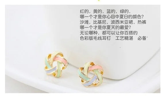 RAVIMOUR 2017 Enamel Pendientes Femme Fashion Gold Color Stud Earrings for Women Piercing Flower Brinco boucle d'oreille Bijoux