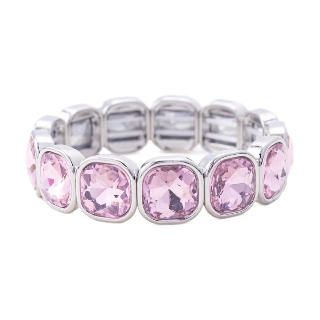 Boho Style Fashionable Light Luxury Square Beaded Inlaid Crystal Elastic Rope Bracelet Women's Jewelry