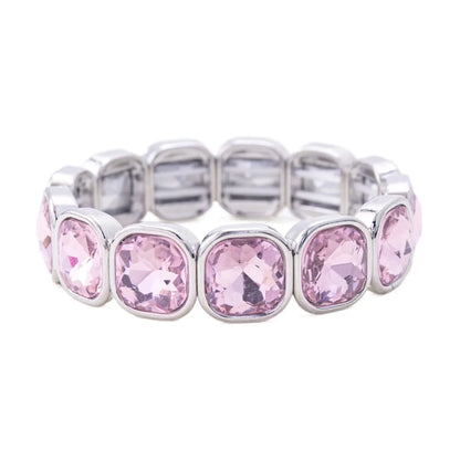 Boho Style Fashionable Light Luxury Square Beaded Inlaid Crystal Elastic Rope Bracelet Women's Jewelry