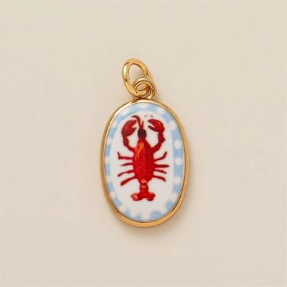 Colorful dopamine pendant with oil droplets, strawberry, crab, heart, shell pattern, color preservation