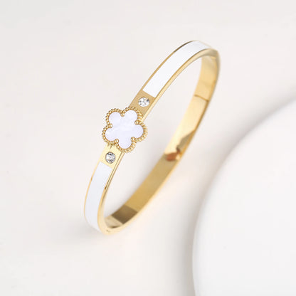 Fashionable New Design Stainless Steel Metal Gold Silver Five Leaf Flower Bracelet High Quality Women's Temperament Gift Clover