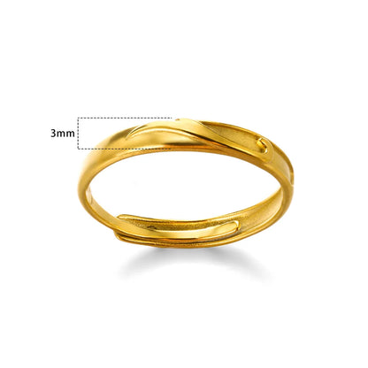 Stainless Steel Rings for Women Gold Color Couple Jewelry Aesthetic Accessorie Adjustable Punk Embossed Hollow Ring