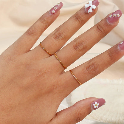 Tarnish Free New Minimalist 316L Stainless Steel 18k Gold Plated One Two Three AAA Zircon Paved Gold Rings for Women