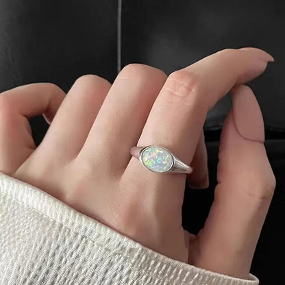 Shell Opal Stone Cuff Rings For Women Girl 2024 New Trend Fashion Personalized Vintage Jewelry Ladies Gifts Party anillos mujer
