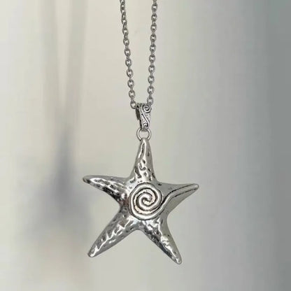 LATS Starfish Pendant Necklace Female Niche Retro Sweet Cool Spicy Girl Style Subculture Ins Starry Starfish Collarbone Chain