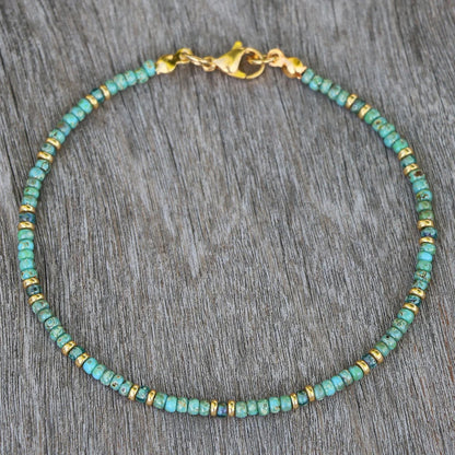 Natural Stone Beaded Anklets for Women Handmade Beach Boho Turquoise Beads Ankle Bracelet Jewelry Gift for Her