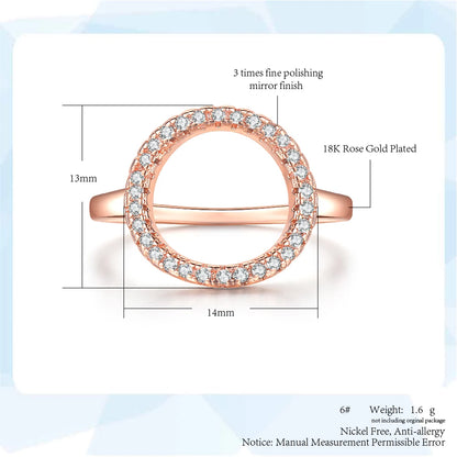 Rings For Women Summer Circle Personality Sweet Gift Rose White Gold Color All Size Fashion Jewelry R843 R844