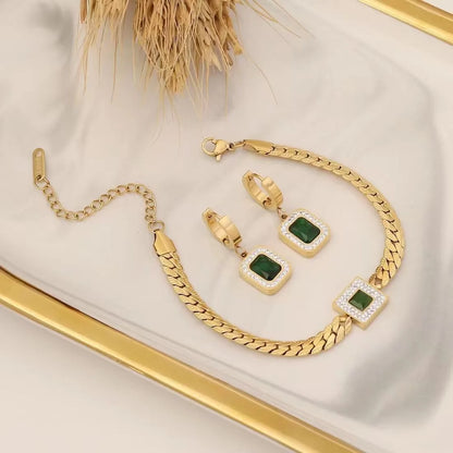 Luxurious Exquisite Emerald Decoration Jewelry Set For Women's Summer Travel Fashion Jewelry Matching