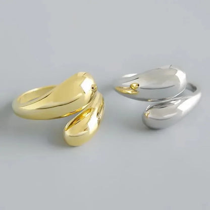 LATS New Fashion Designer Gold Silver Colour Water Drop Ring Woman Europe America Luxury Jewelry 2024 Trendy Accessories Gift