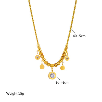 DIEYURO 316L Stainless Steel Roman Numerals White Zircon Charm Necklace Bracelets For Women New Trend Non-fading Jewelry Set
