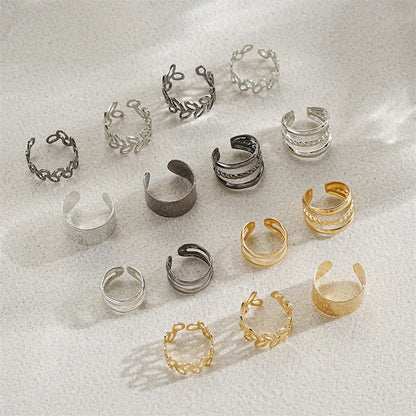 5-15pcs Simple Vintage Metal Clip Earrings Set for Women Teens Casual Hollow Leaf Fake Piercing Earring Jewelry Accessories Gift